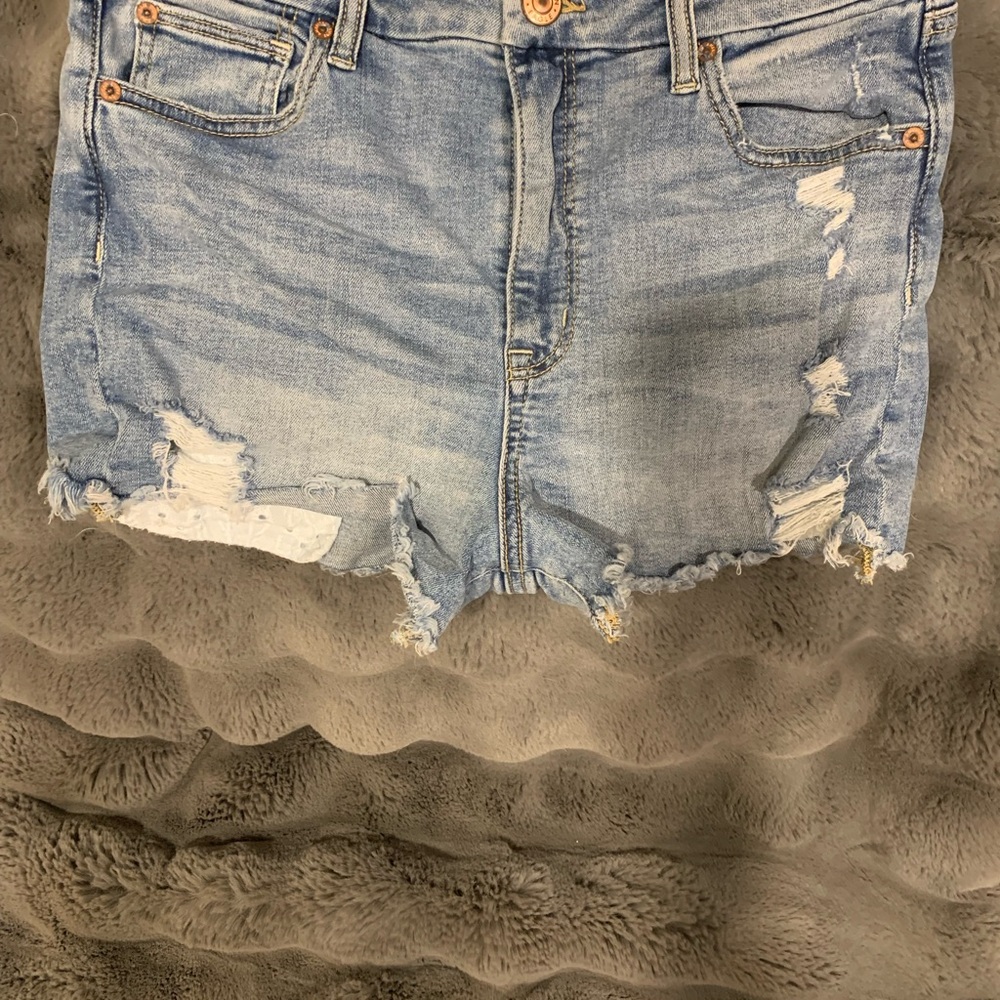 American Eagle Distressed Light Blue Denim Shorts